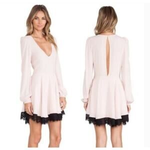 Lovers + Friends Dress Womens Size L Shimmy Pink Fit & Flare Mini Long Sleeve